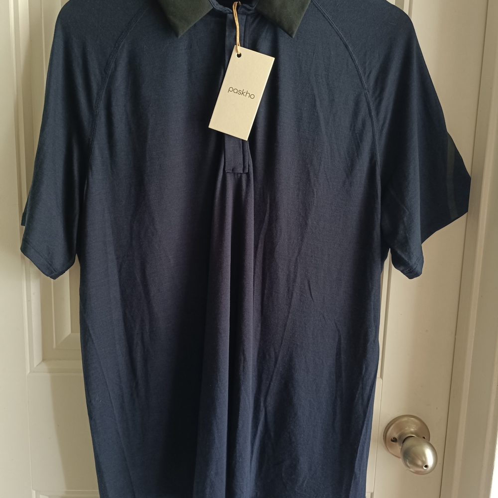 Paskho INNOVATOR  LUXURIOUS MERINO SILK TRAVEL POLO Navy Blue XL Men's 1/4 Zip